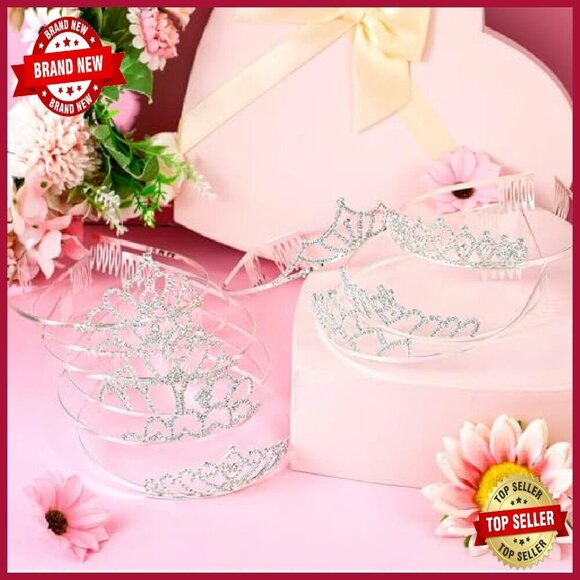 30 Pcs Silver Crystal Tiara Comb Set Wedding Bridal Party Hair Accessories main image 4